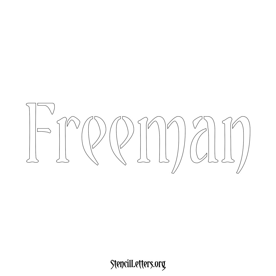 Freeman name stencil in Vintage Brush Lettering