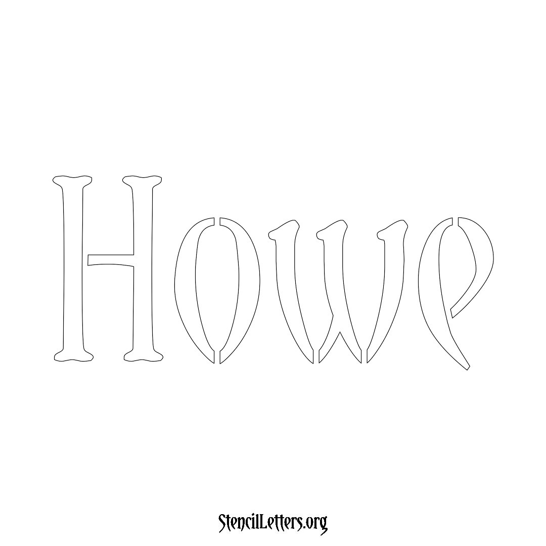 Howe name stencil in Vintage Brush Lettering