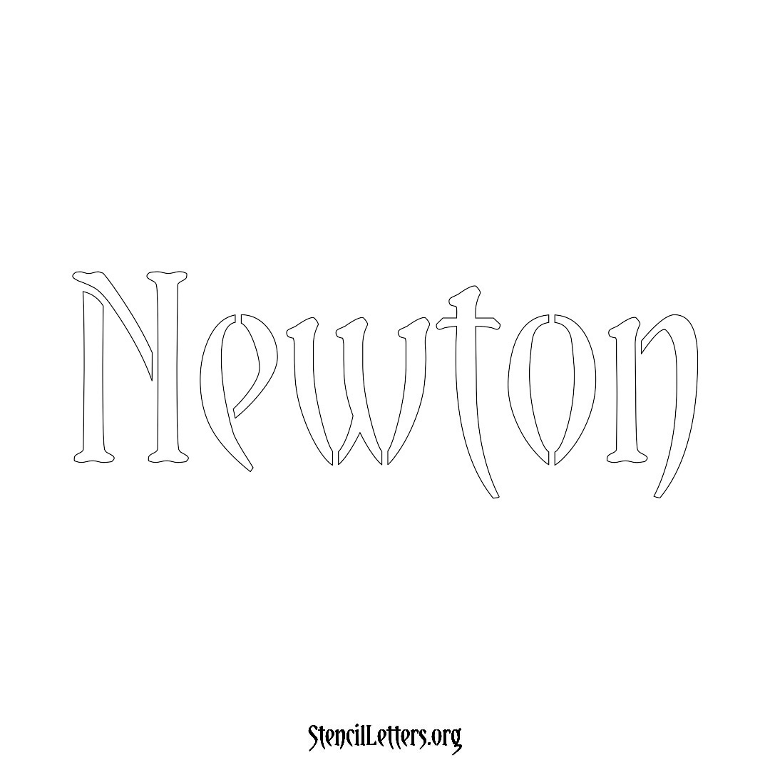 Newton name stencil in Vintage Brush Lettering