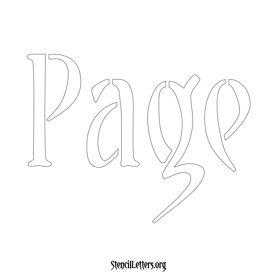 Page name stencil in Vintage Brush Lettering