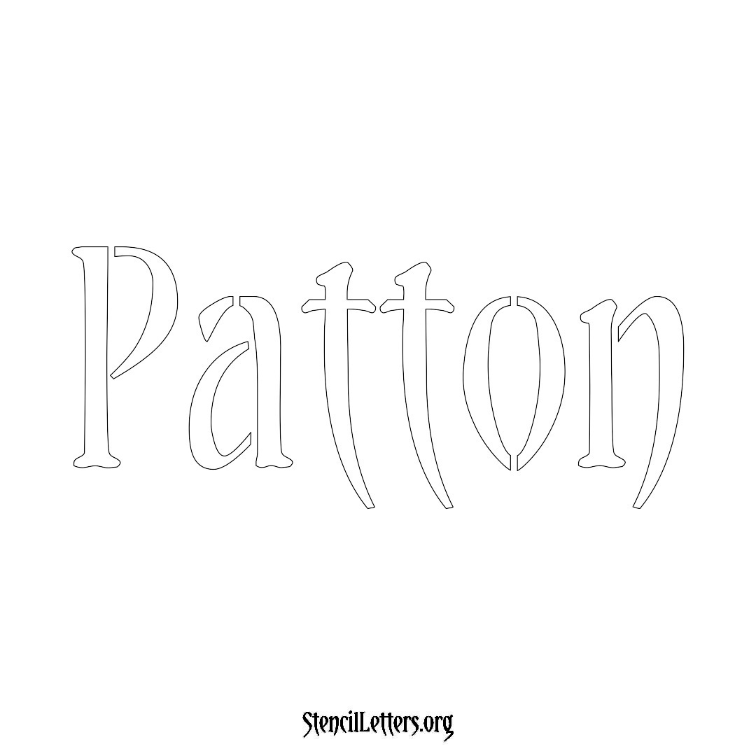 Patton name stencil in Vintage Brush Lettering