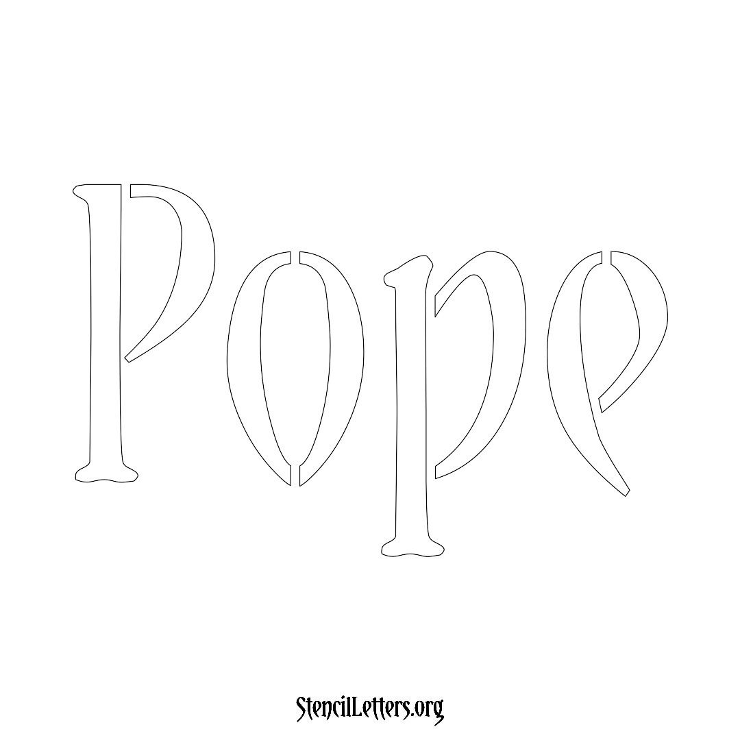 Pope name stencil in Vintage Brush Lettering