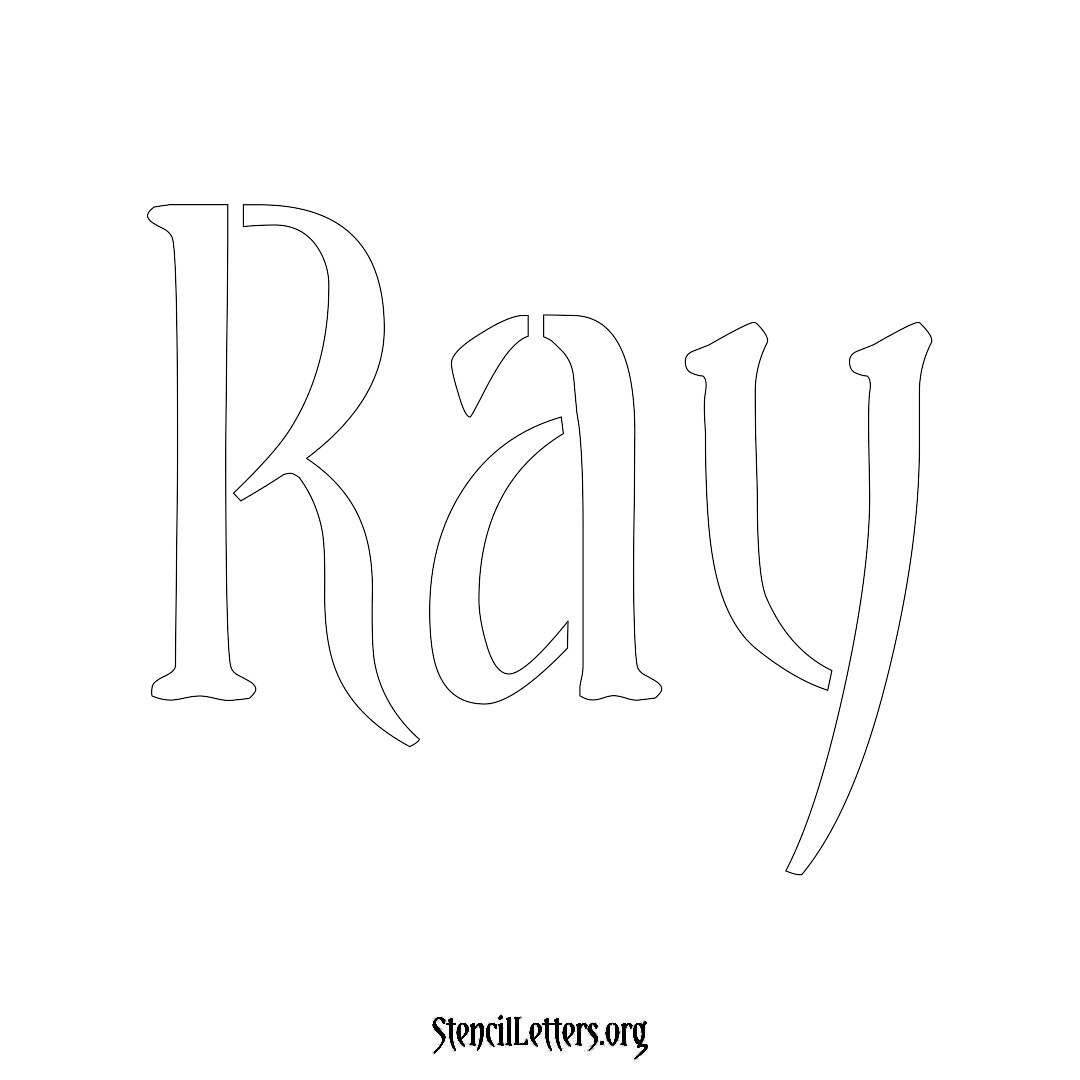 Ray name stencil in Vintage Brush Lettering