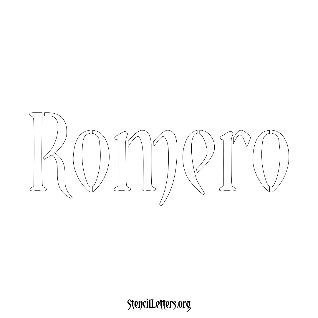 Romero name stencil in Vintage Brush Lettering