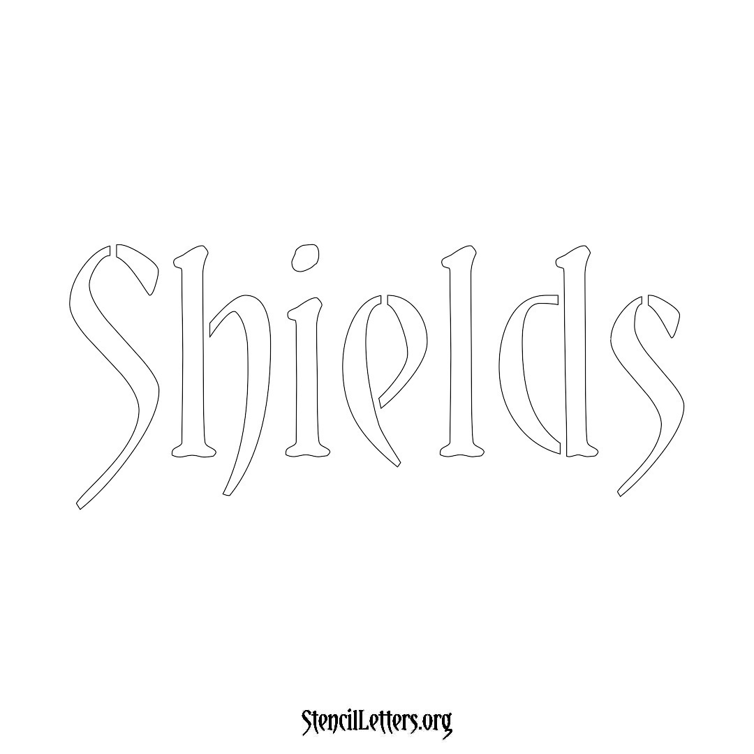 Shields name stencil in Vintage Brush Lettering