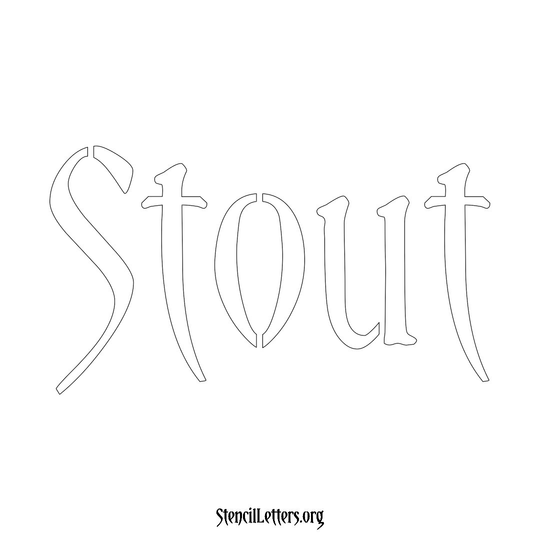 Stout name stencil in Vintage Brush Lettering