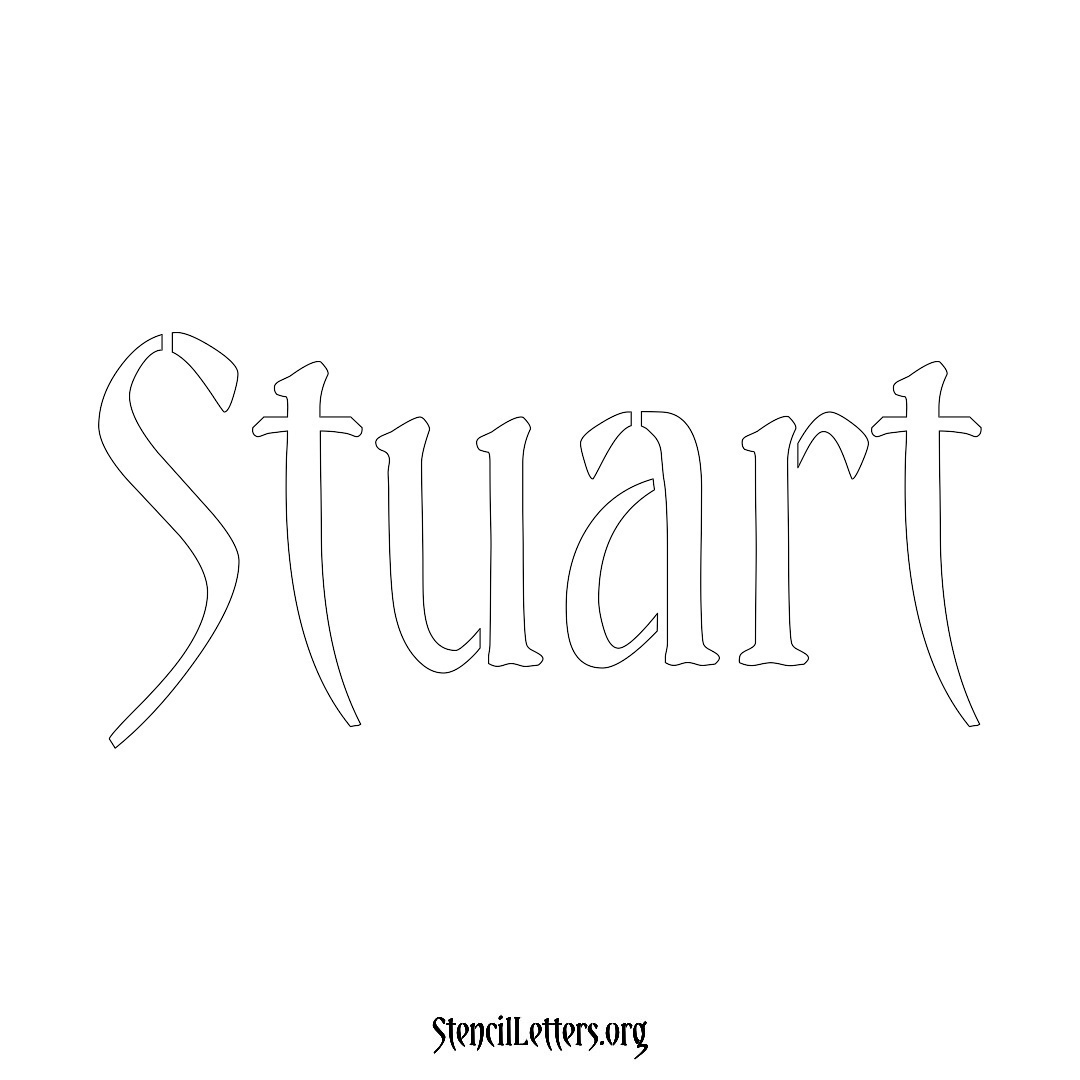 Stuart name stencil in Vintage Brush Lettering