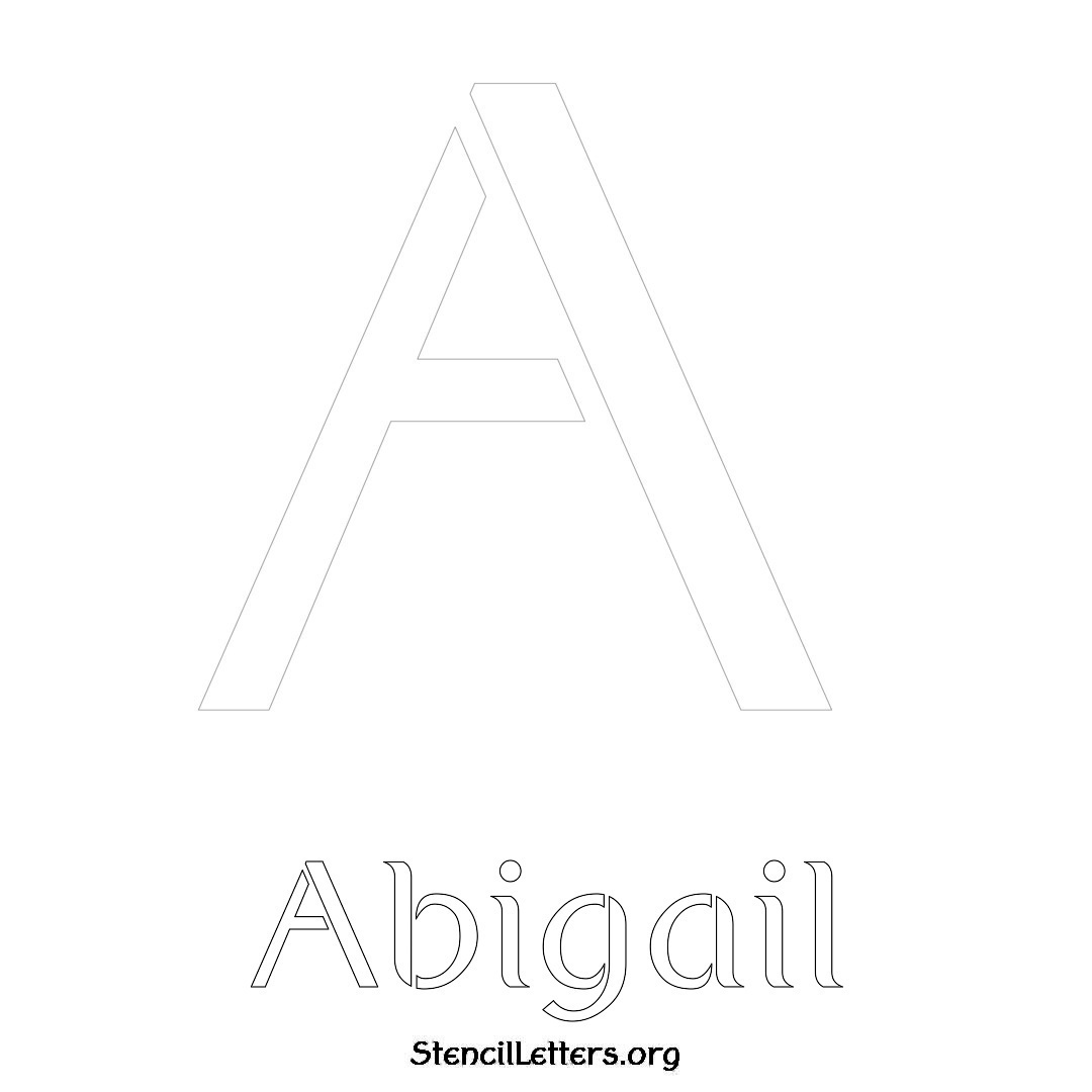Abigail printable name initial stencil in Ancient Lettering