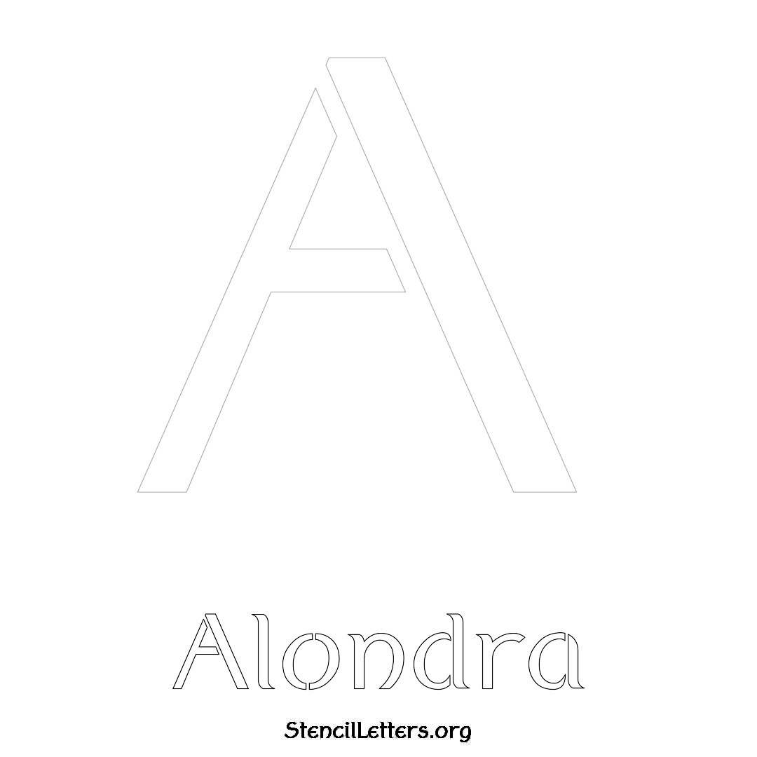 Alondra printable name initial stencil in Ancient Lettering