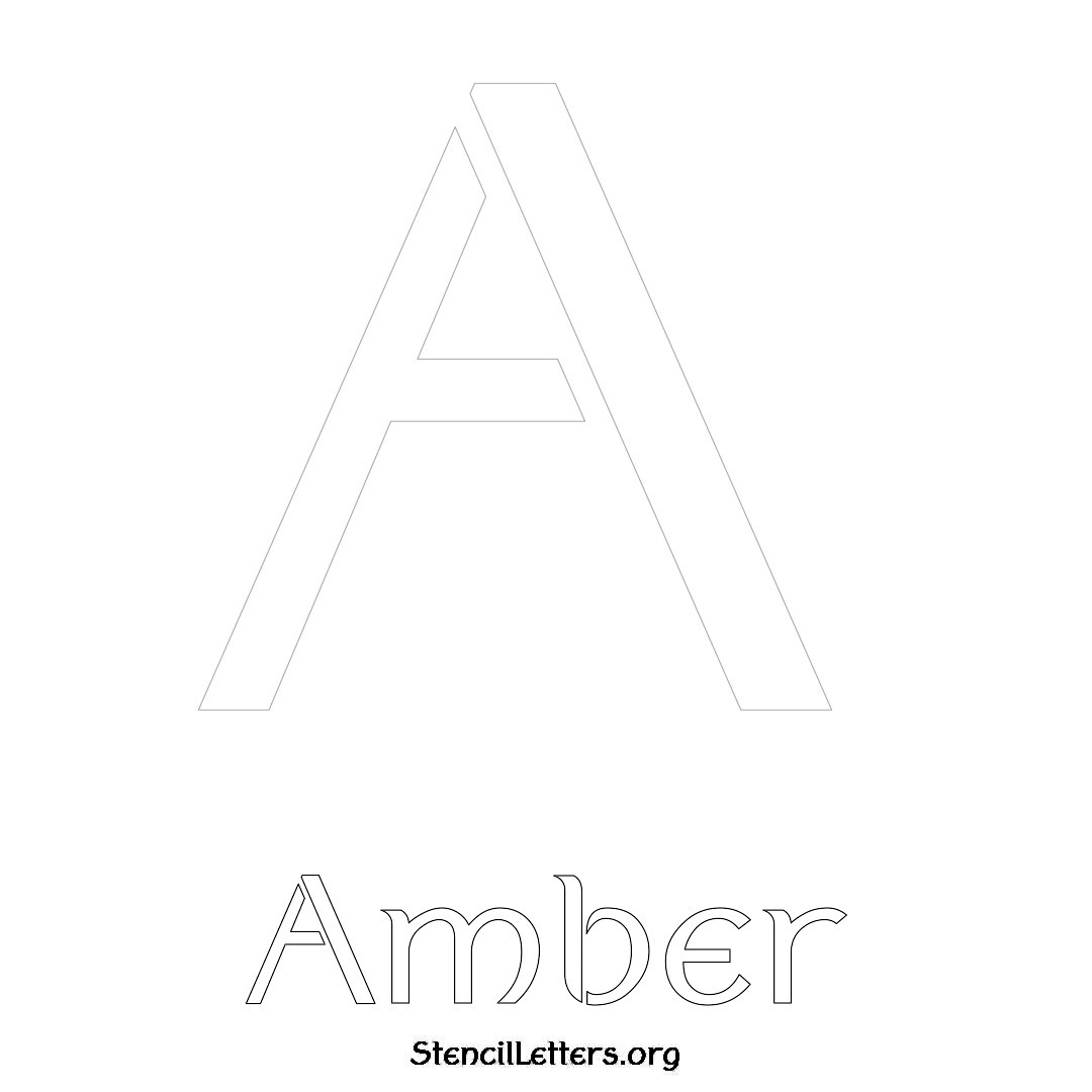 Amber printable name initial stencil in Ancient Lettering