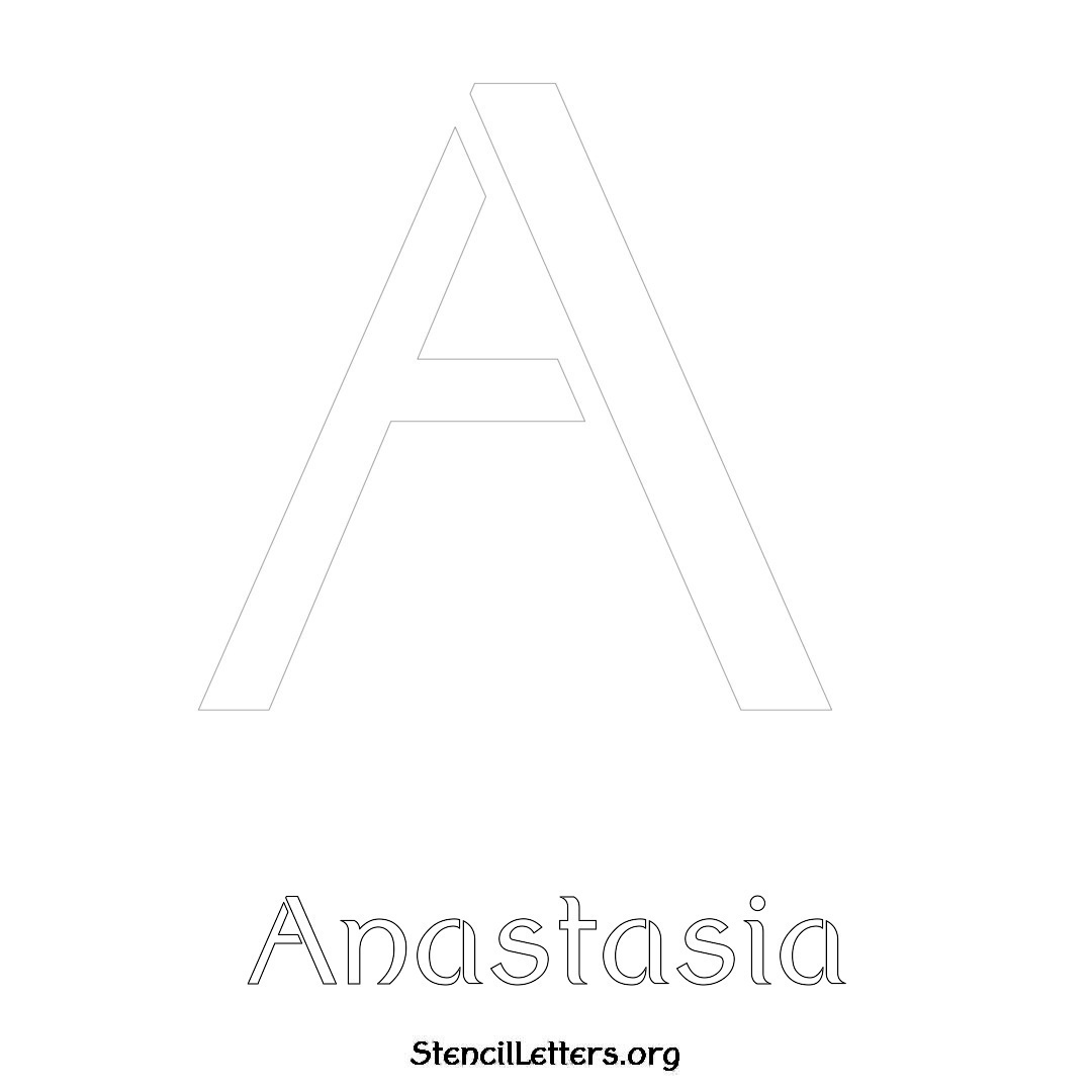 Anastasia printable name initial stencil in Ancient Lettering