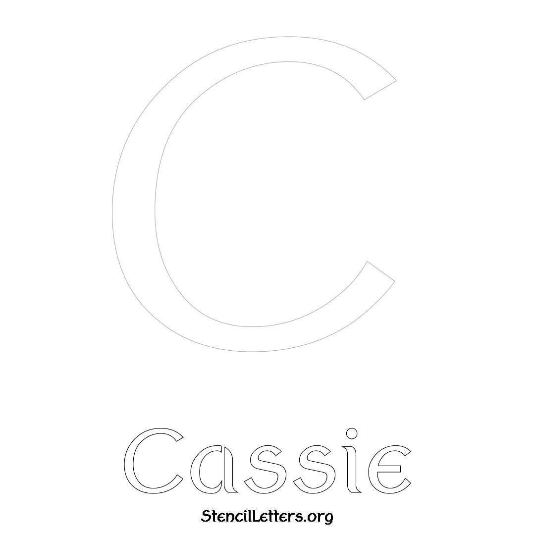Cassie printable name initial stencil in Ancient Lettering