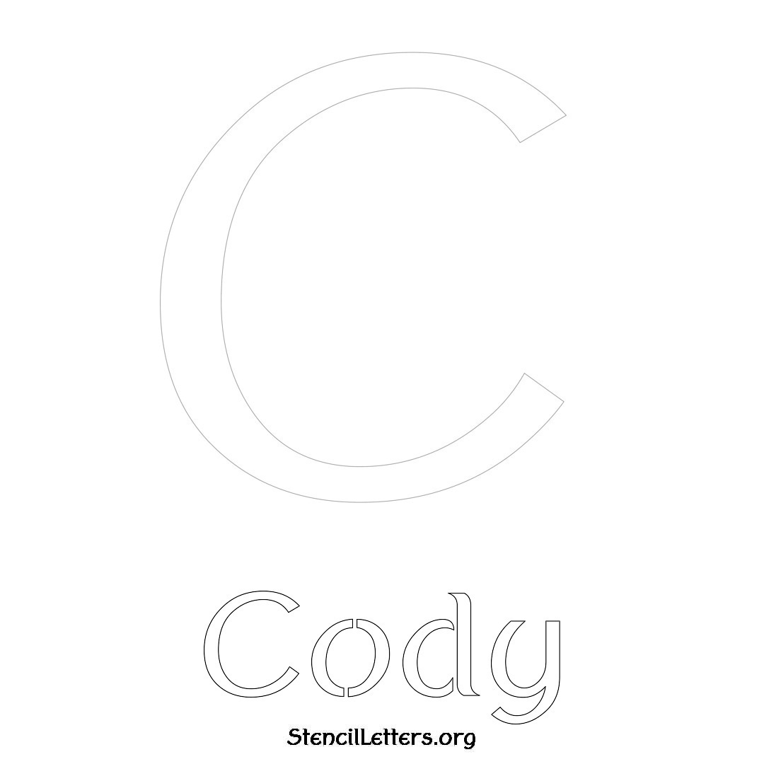 Cody printable name initial stencil in Ancient Lettering