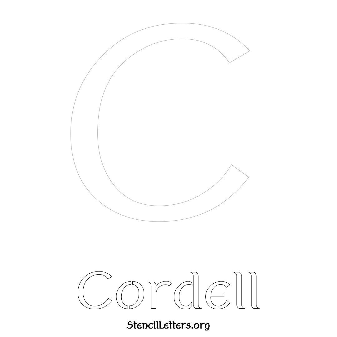 Cordell printable name initial stencil in Ancient Lettering