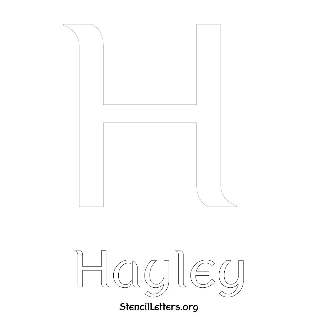 Hayley printable name initial stencil in Ancient Lettering