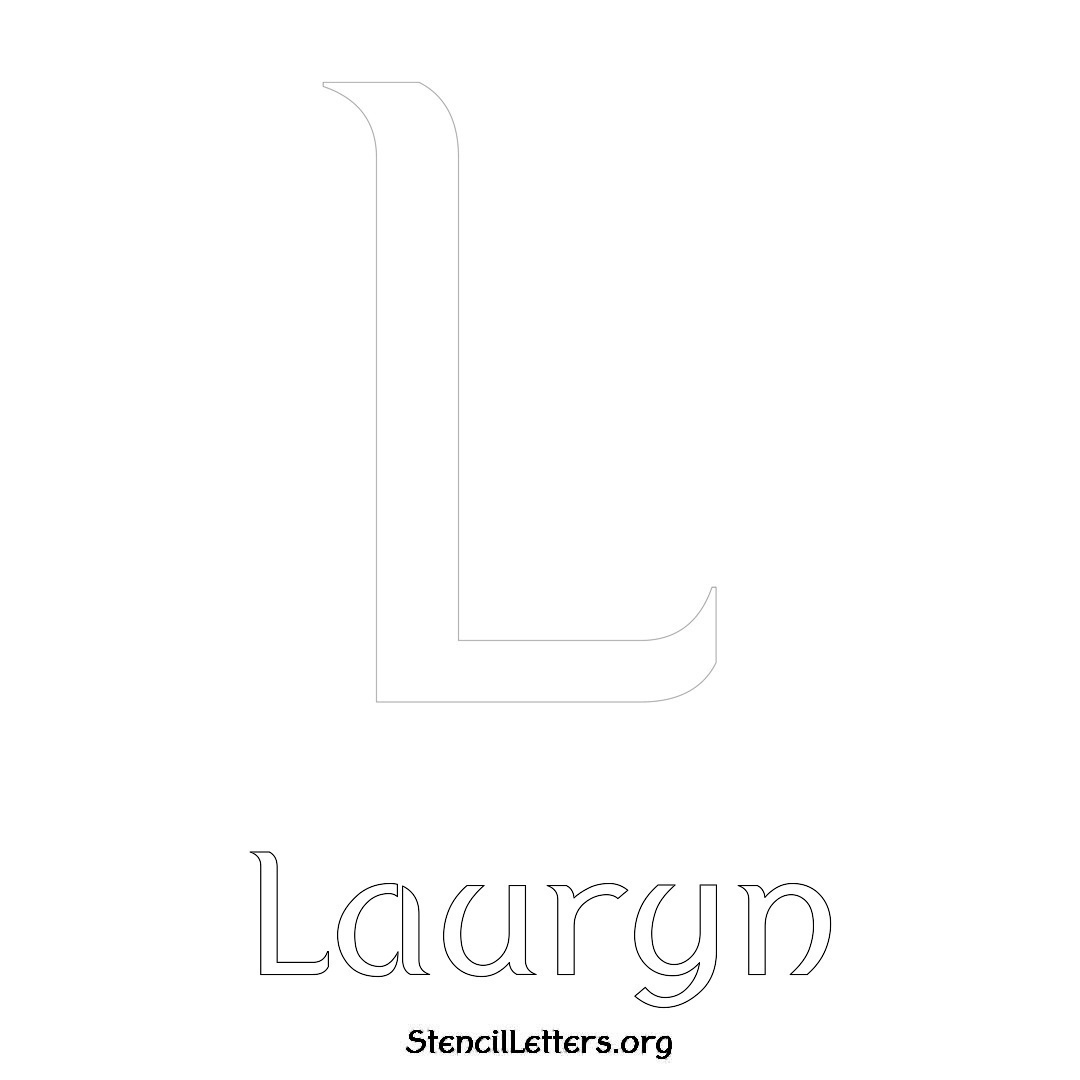 Lauryn printable name initial stencil in Ancient Lettering