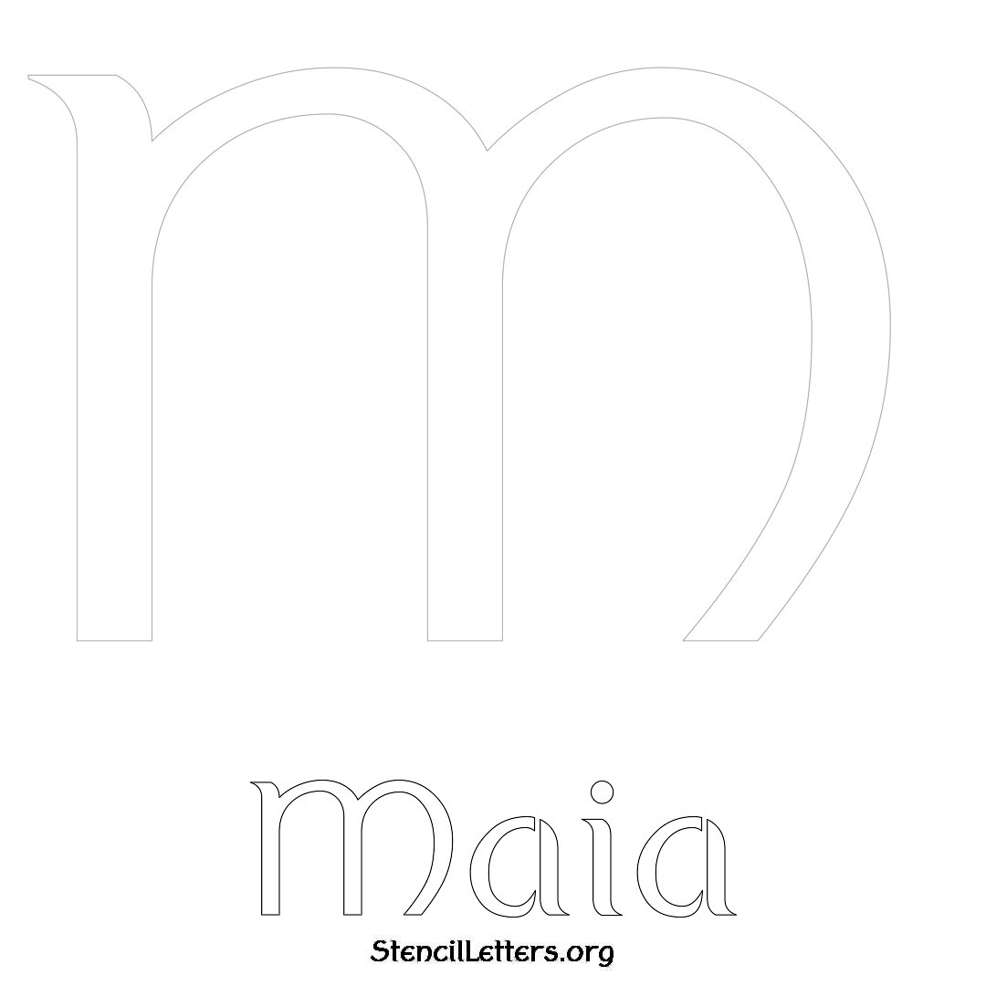 Maia printable name initial stencil in Ancient Lettering