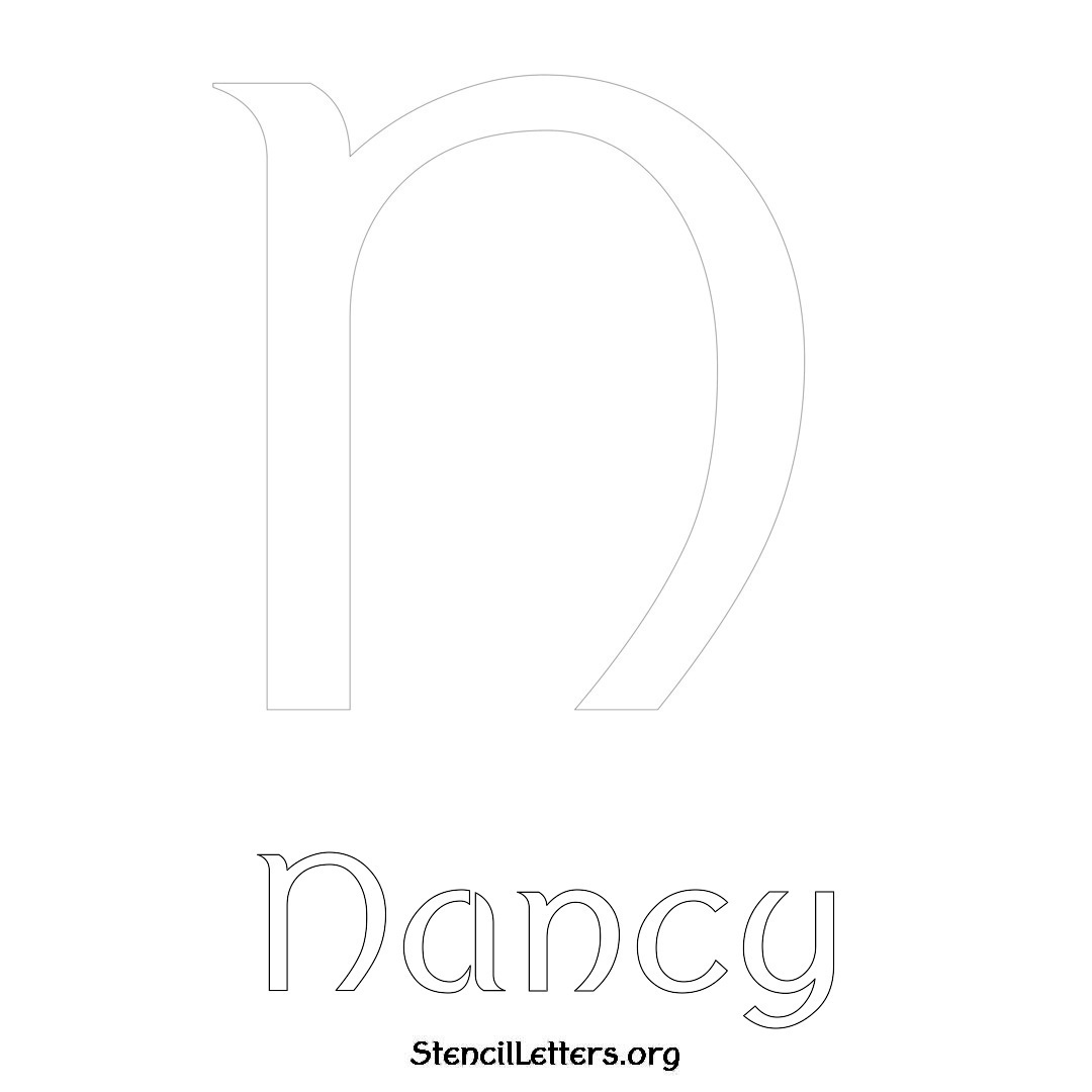 Nancy printable name initial stencil in Ancient Lettering