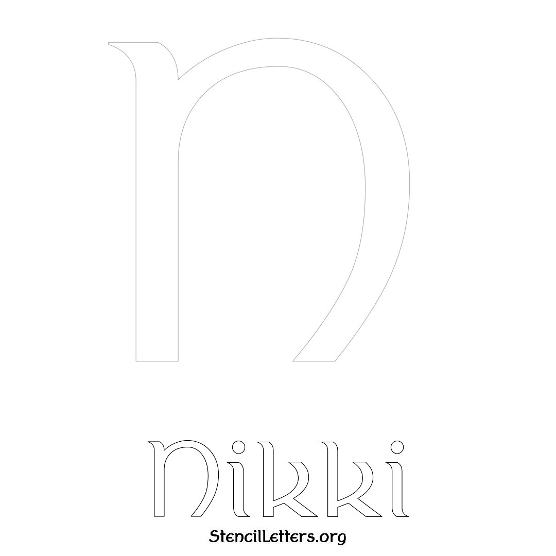 Nikki printable name initial stencil in Ancient Lettering