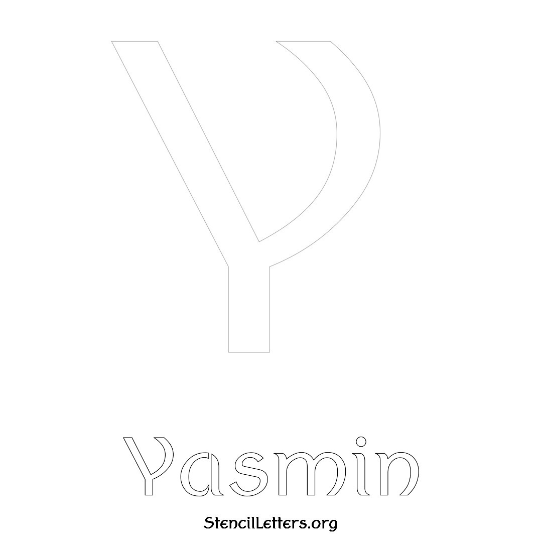 Yasmin printable name initial stencil in Ancient Lettering