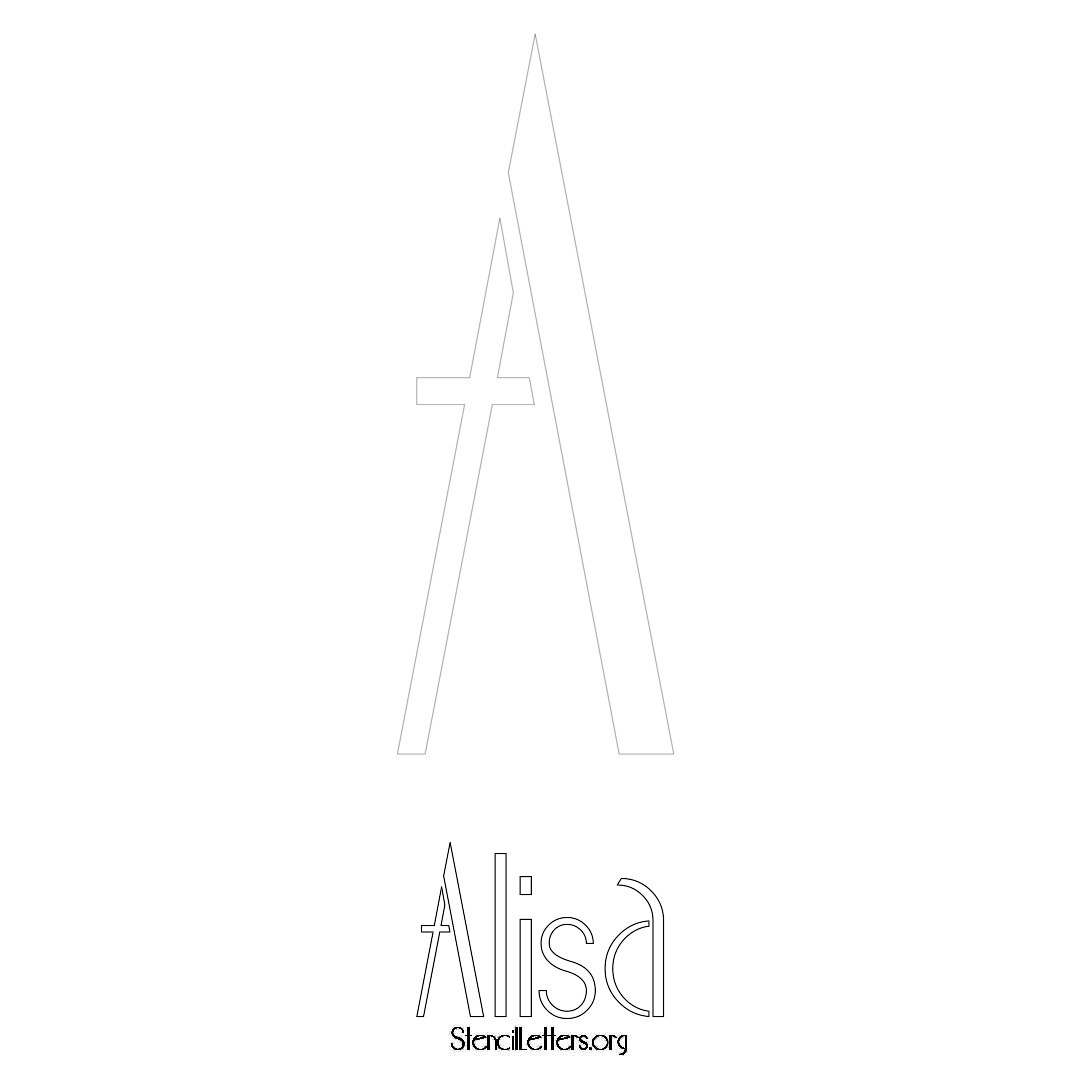 Alisa printable name initial stencil in Art Deco Lettering