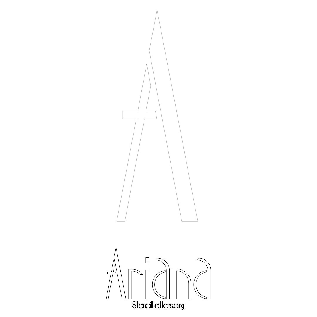 Ariana printable name initial stencil in Art Deco Lettering