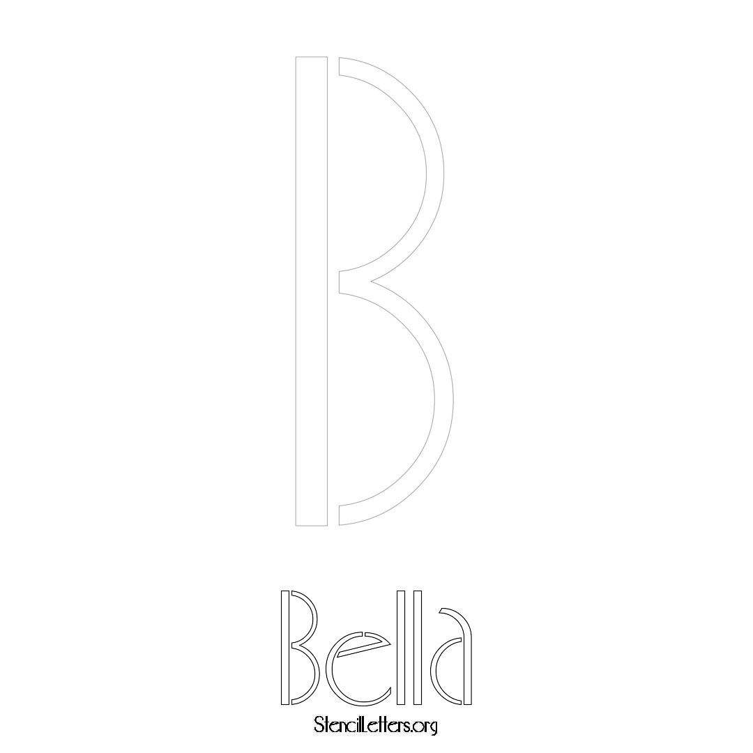 Bella printable name initial stencil in Art Deco Lettering