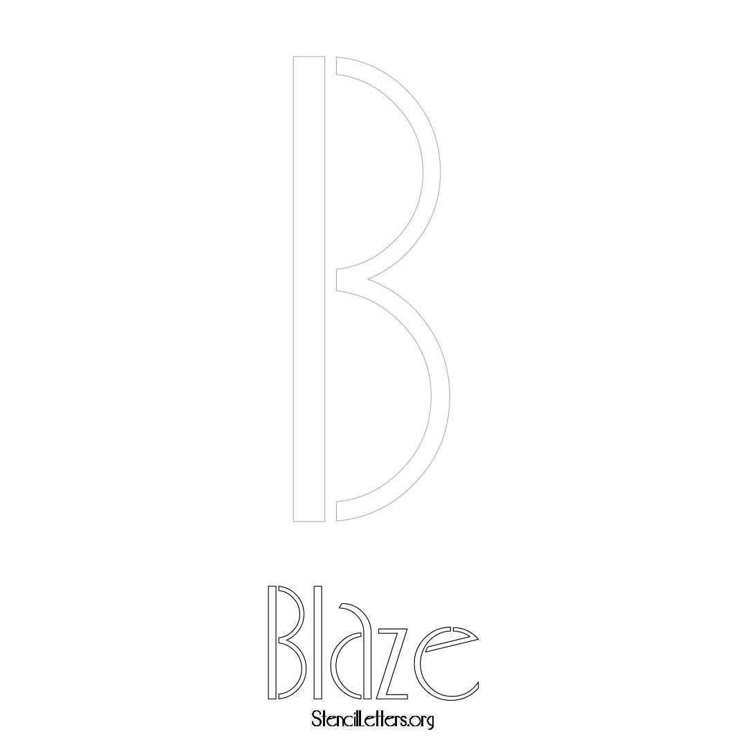 Blaze printable name initial stencil in Art Deco Lettering
