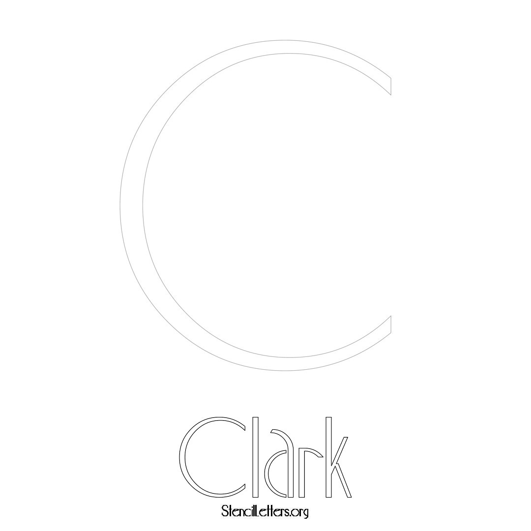 Clark printable name initial stencil in Art Deco Lettering