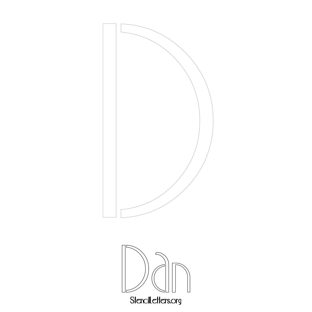 Dan printable name initial stencil in Art Deco Lettering