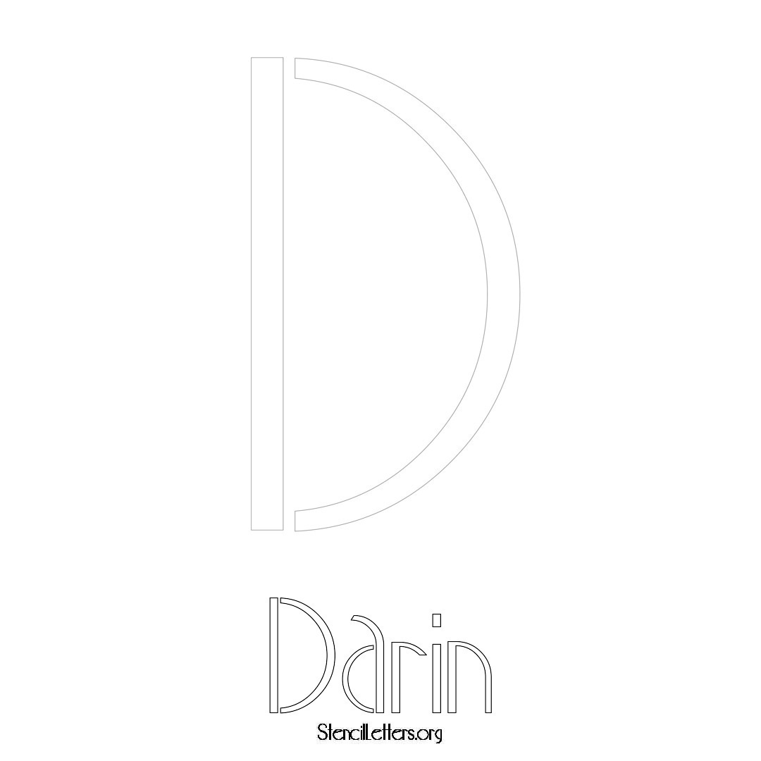 Darin printable name initial stencil in Art Deco Lettering