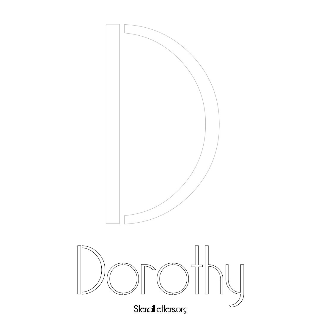 Dorothy printable name initial stencil in Art Deco Lettering