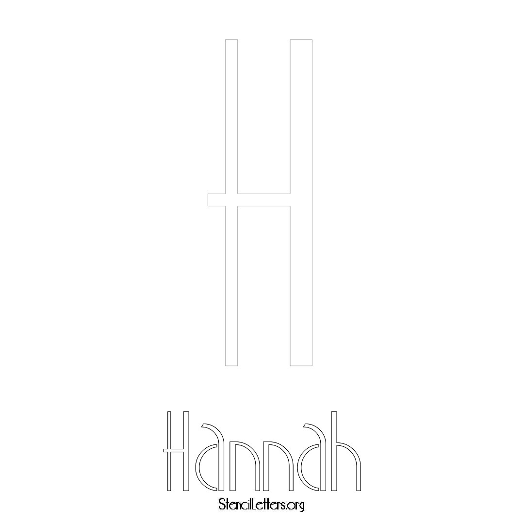 Hannah printable name initial stencil in Art Deco Lettering