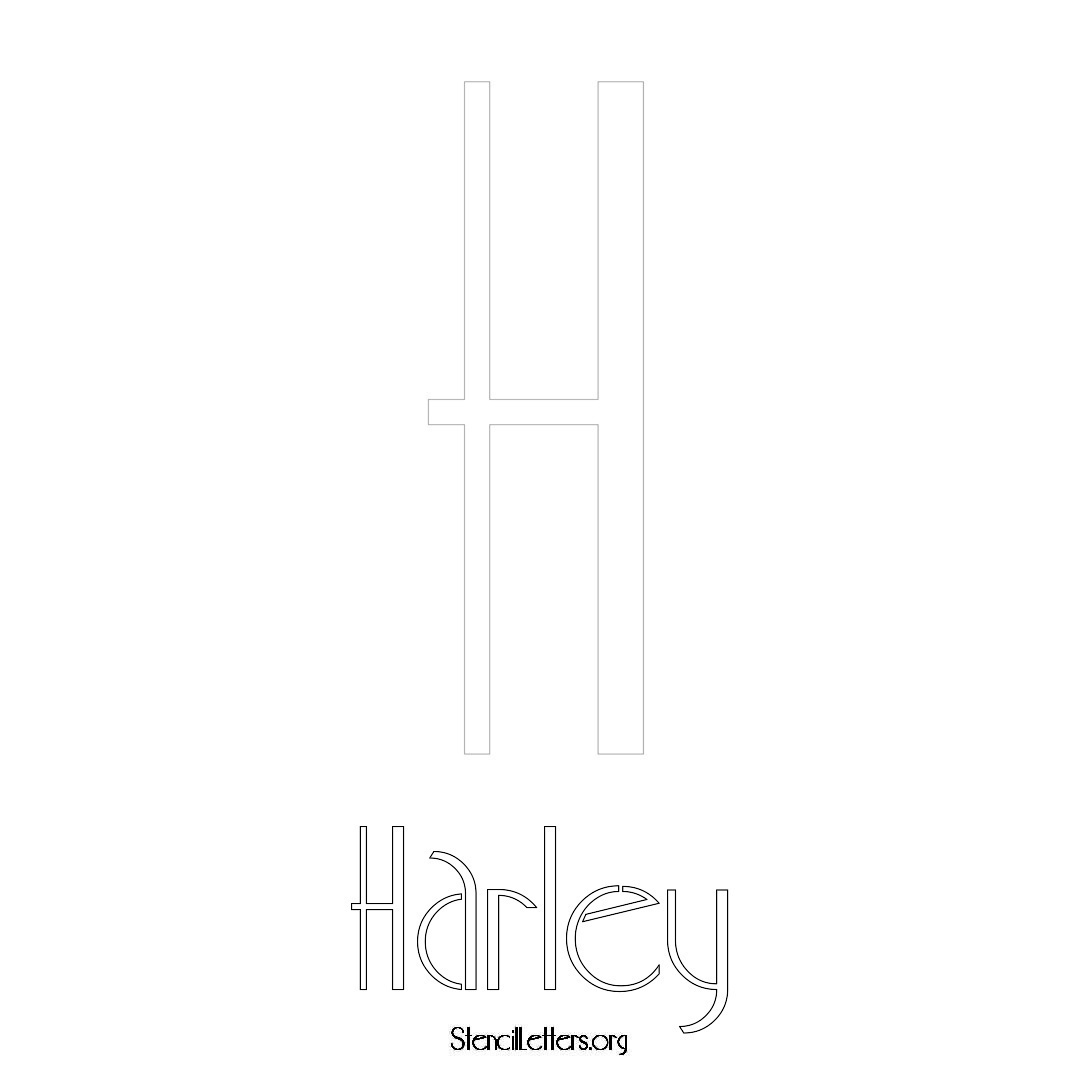 Harley printable name initial stencil in Art Deco Lettering