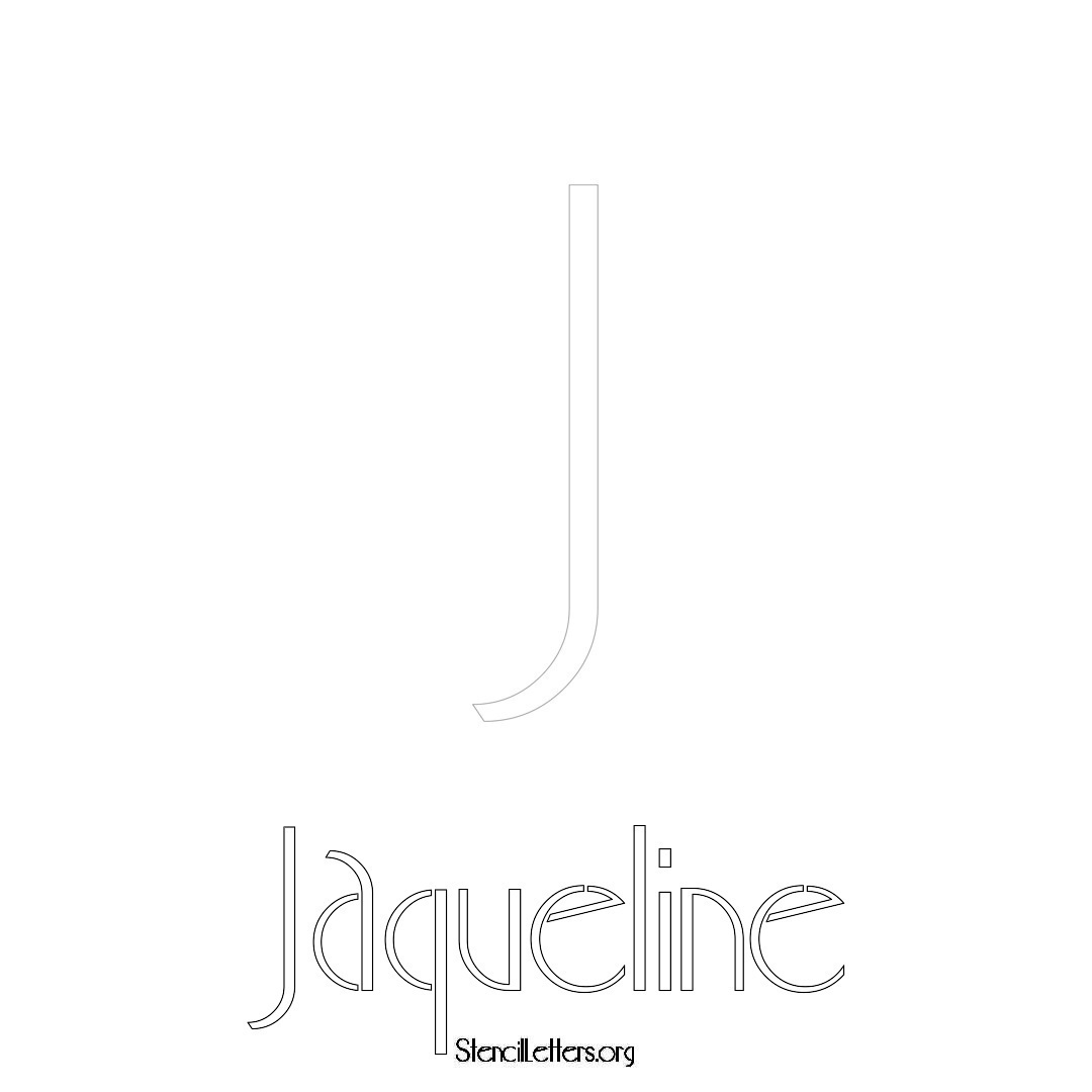 Jaqueline printable name initial stencil in Art Deco Lettering