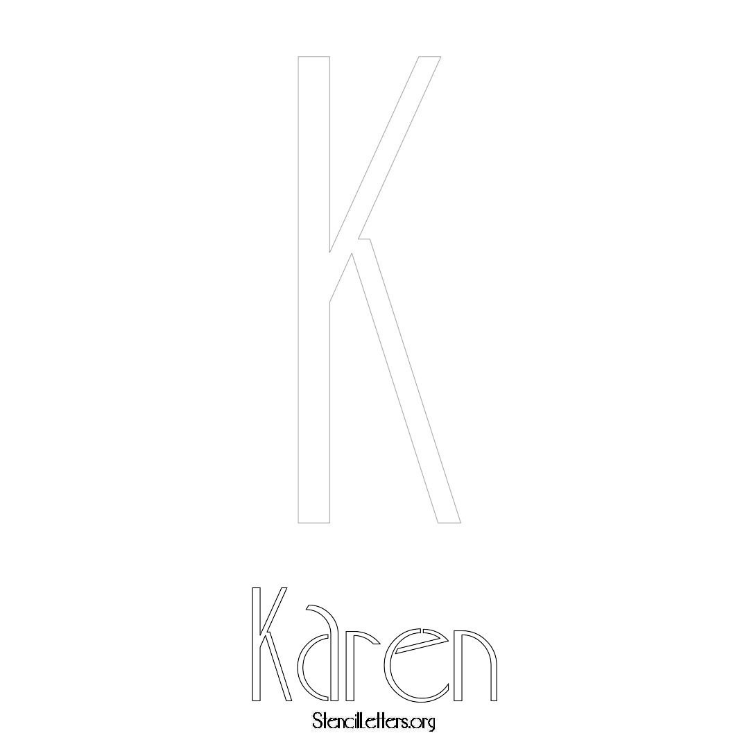 Karen printable name initial stencil in Art Deco Lettering