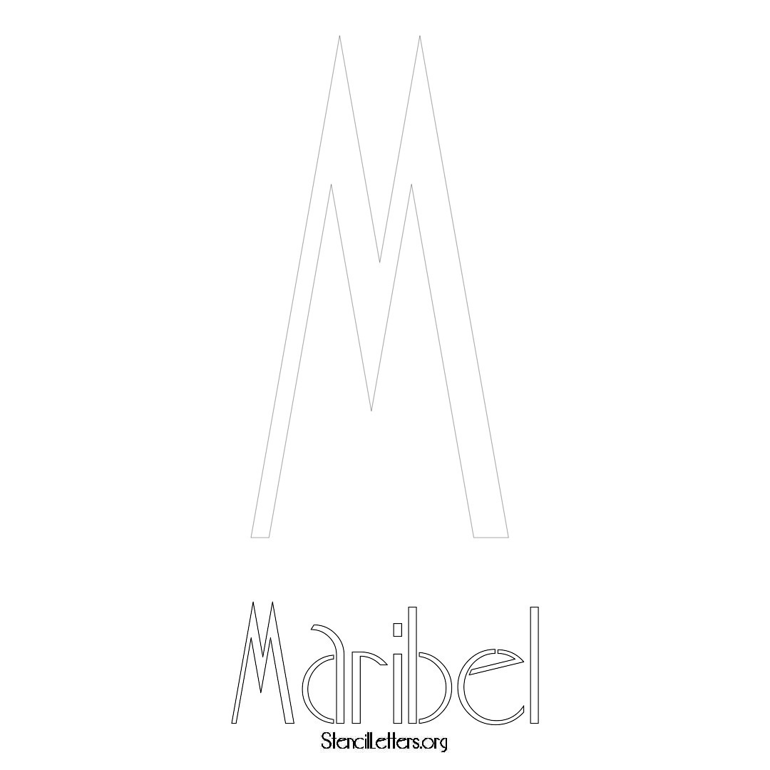 Maribel printable name initial stencil in Art Deco Lettering