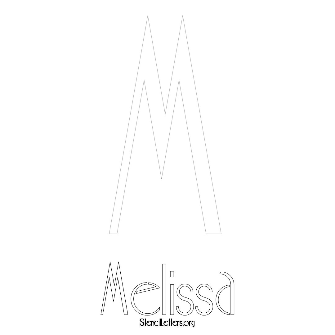 Melissa printable name initial stencil in Art Deco Lettering
