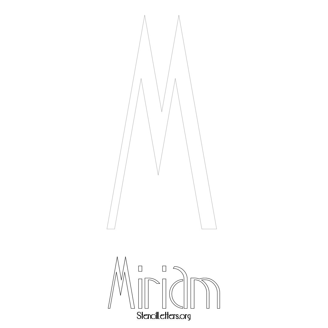 Miriam printable name initial stencil in Art Deco Lettering