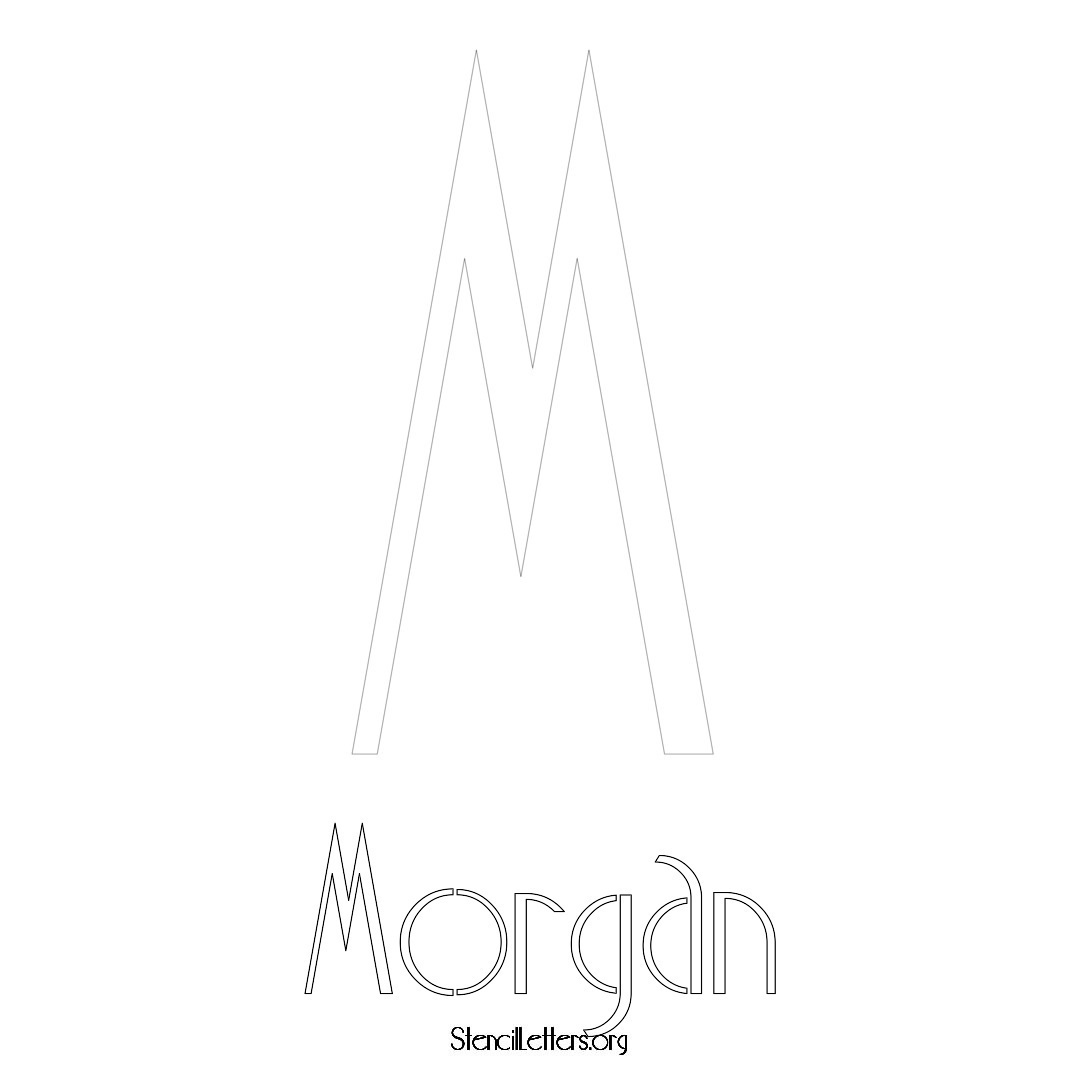 Morgan printable name initial stencil in Art Deco Lettering
