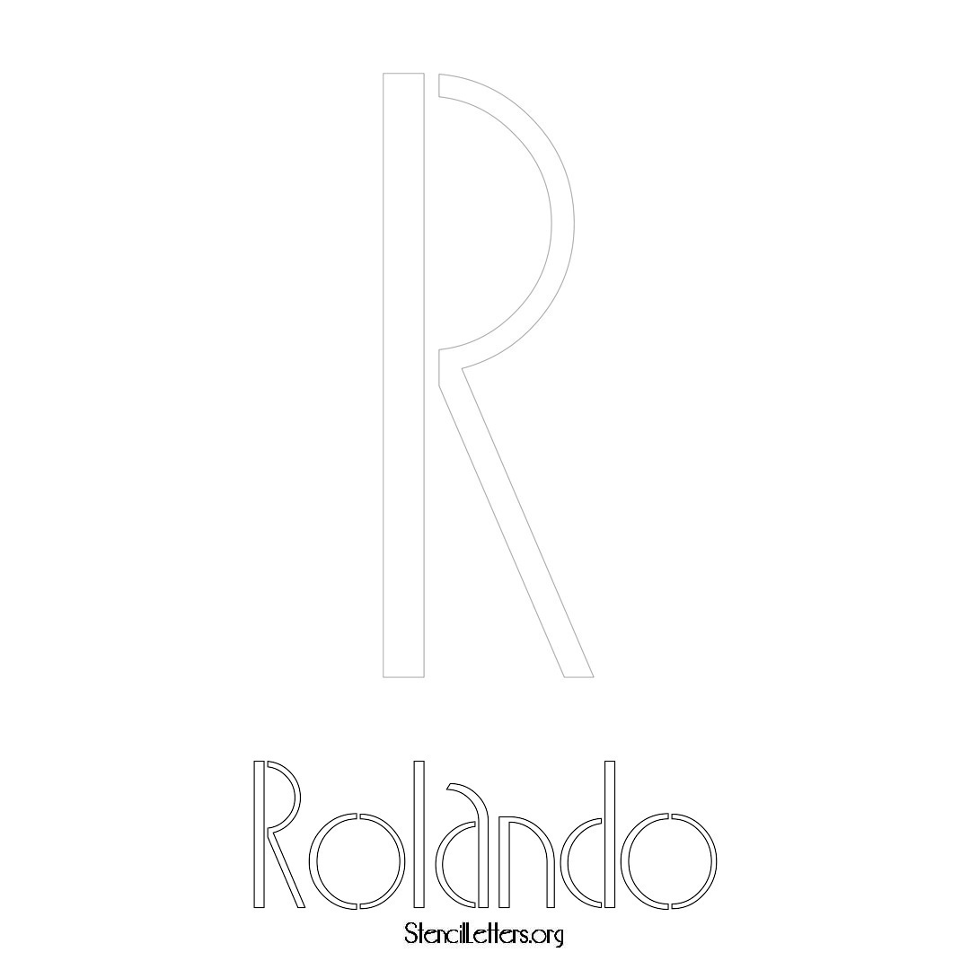 Rolando printable name initial stencil in Art Deco Lettering