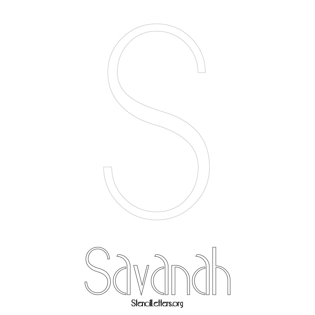 Savanah printable name initial stencil in Art Deco Lettering