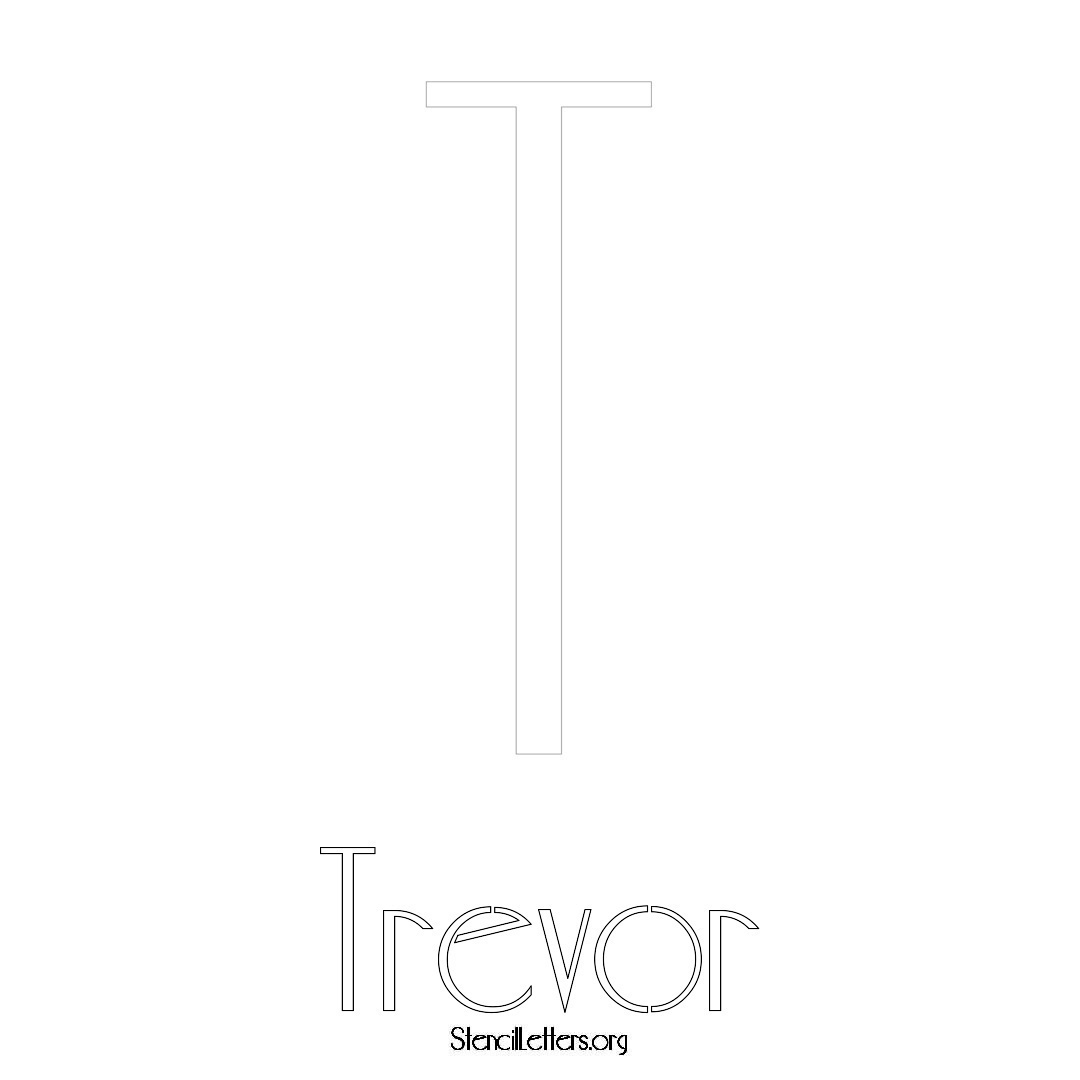 Trevor printable name initial stencil in Art Deco Lettering
