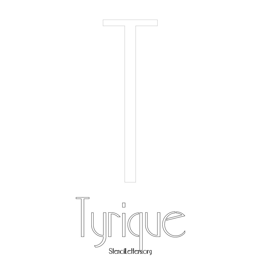 Tyrique printable name initial stencil in Art Deco Lettering
