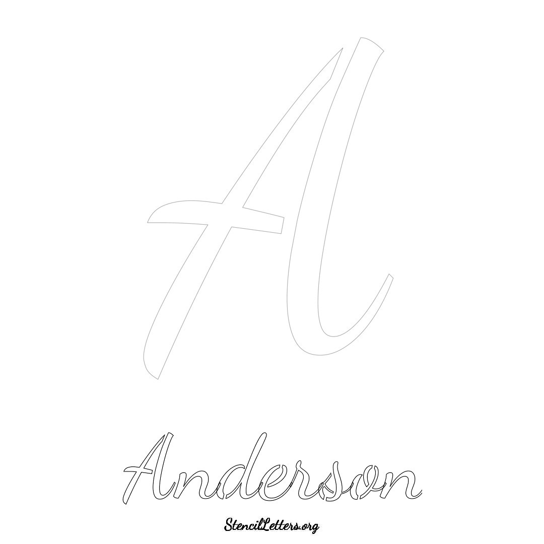 Anderson printable name initial stencil in Cursive Script Lettering