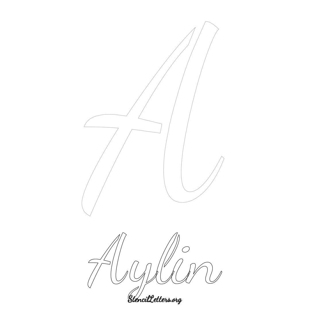 Aylin printable name initial stencil in Cursive Script Lettering