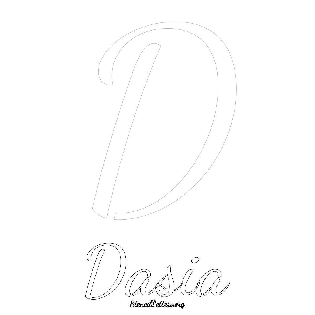 Dasia printable name initial stencil in Cursive Script Lettering