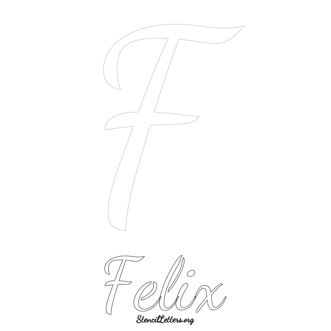 Felix printable name initial stencil in Cursive Script Lettering