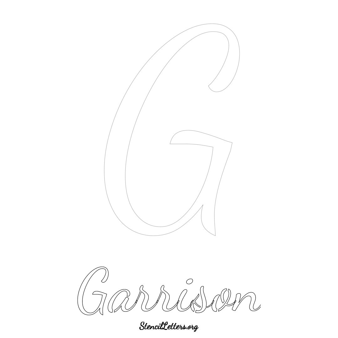 Garrison printable name initial stencil in Cursive Script Lettering