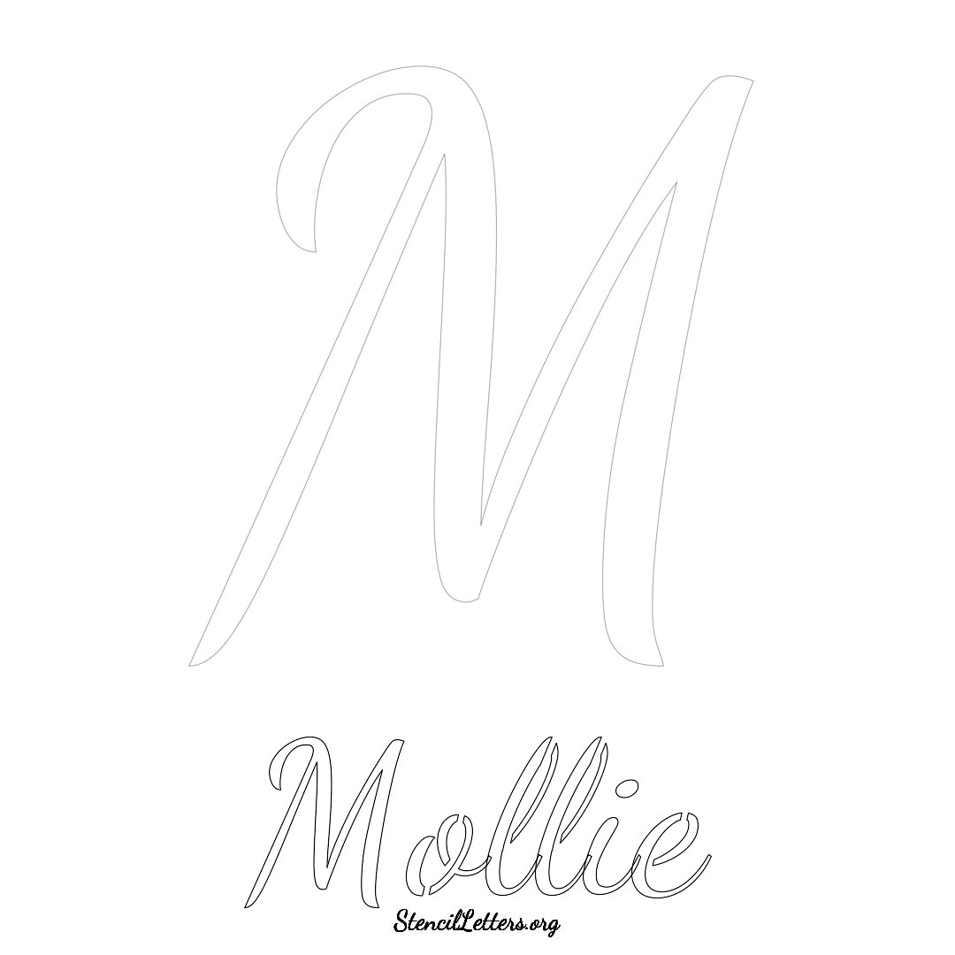 Mollie printable name initial stencil in Cursive Script Lettering